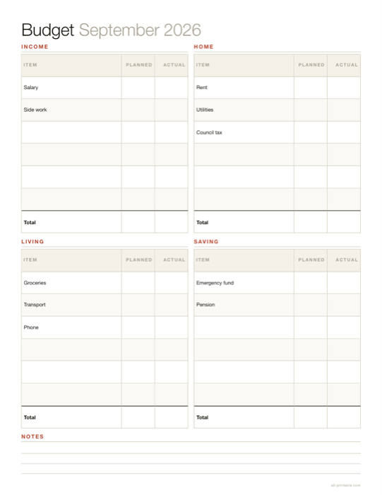 A budget sheet sheet made with this generator