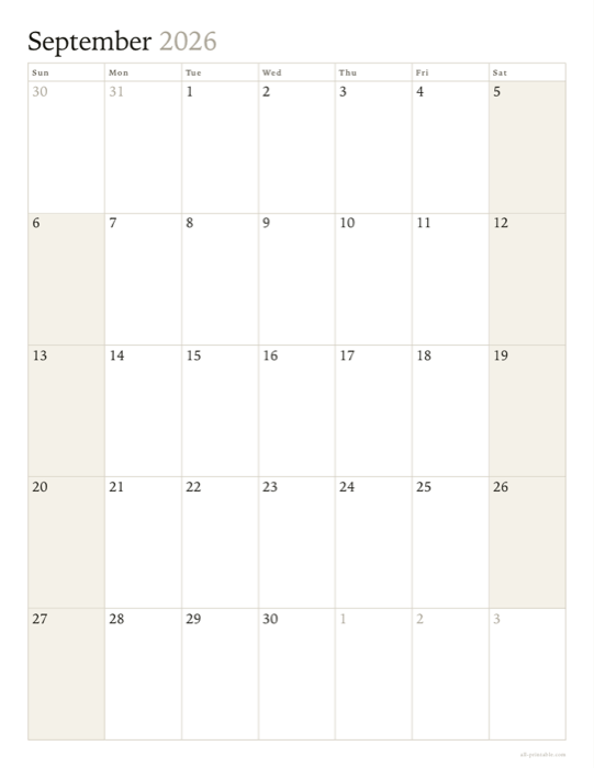 A calendar maker sheet made with this generator