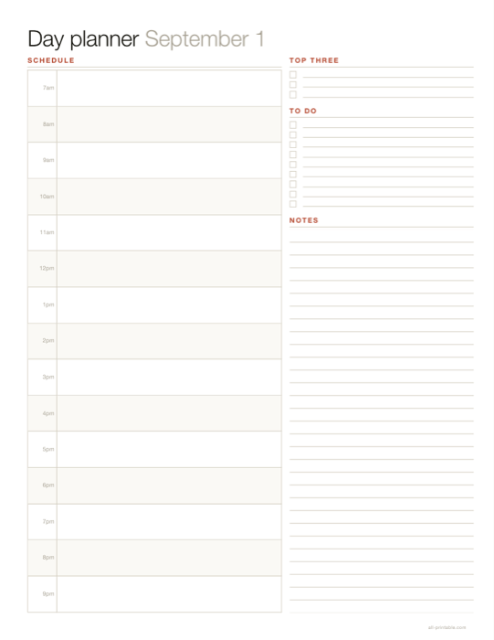A daily planner sheet made with this generator
