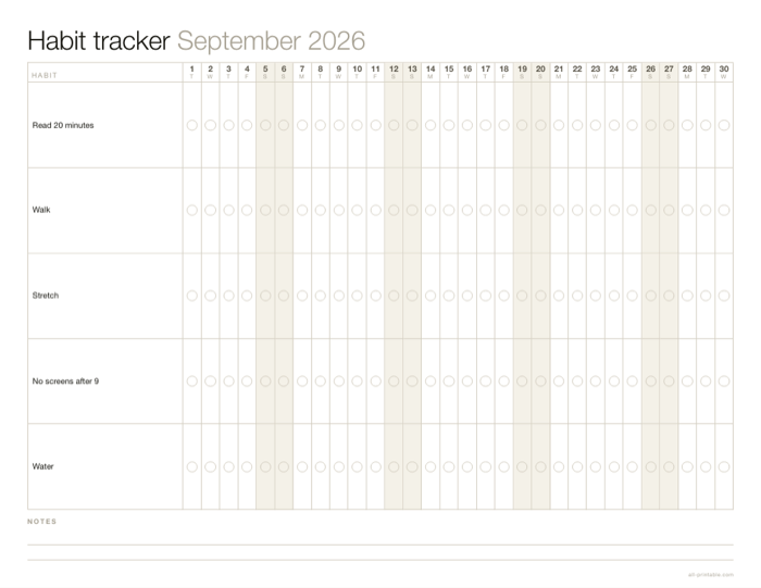 A habit tracker sheet made with this generator