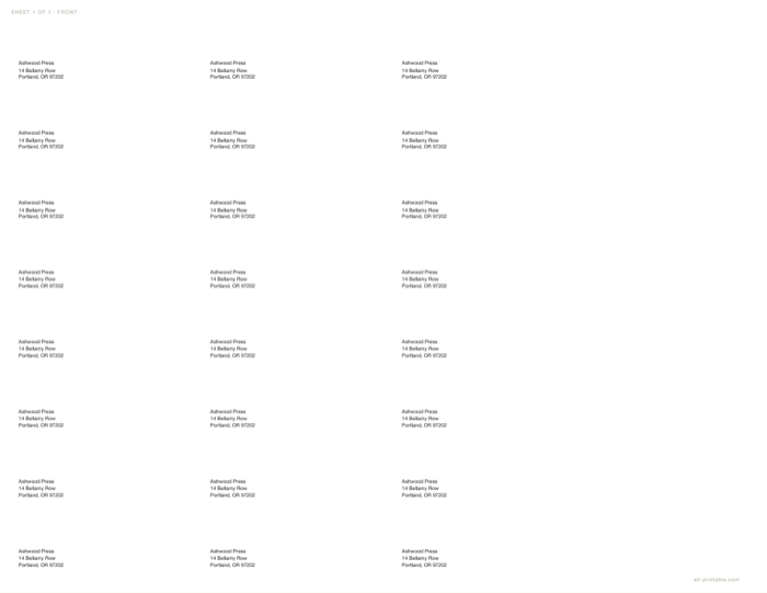 A address labels sheet made with this generator