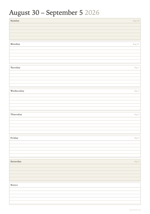 A weekly planner sheet made with this generator